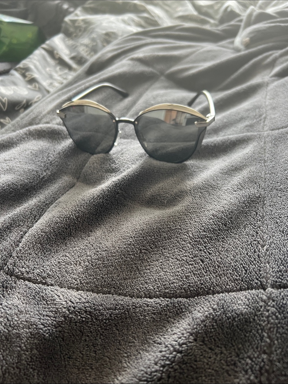 Women's Black Sunglasses with Gold Top Accent - Chic Round Designer Style
